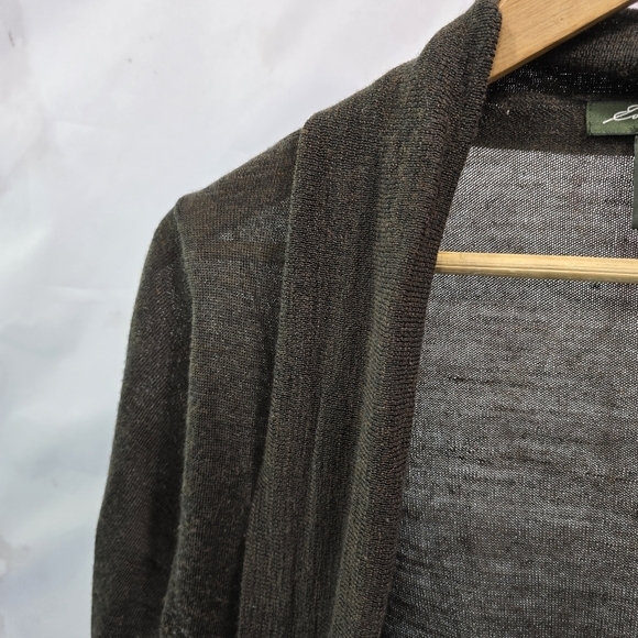 Eddie Bauer Cardigan Womens Large Brown Merino Wool Lightweight Sweater Topper - Picture 2 of 10